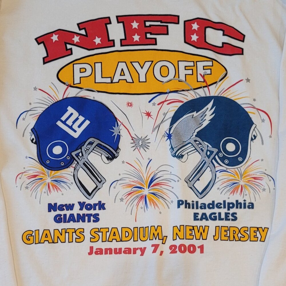 NFC Playoff Shirt New York Giants vs Eagles 2001 L Super Bowl XXV 2000 Large